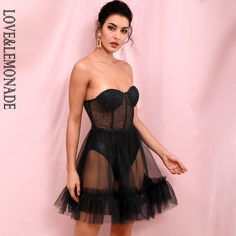 LOVE&LEMONADE Black Sexy Tube Mini Dress