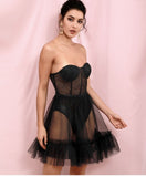 LOVE&LEMONADE Black Sexy Tube Mini Dress